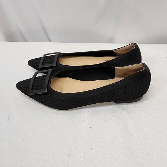 Women's Jade Black Pointy Heal Buckle Ballet Flats Size 6.5 - Picture 5 of 9